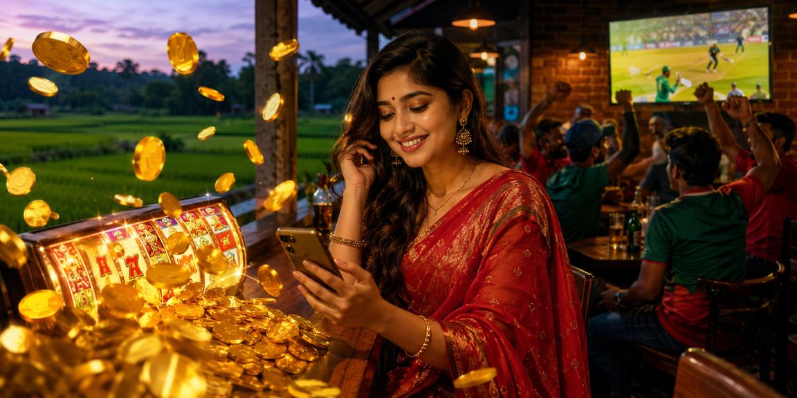 বগুড়ায় উৎসব মৌসুমে ক্রিকেট বেটিং উপভোগ করছেন একজন নারী